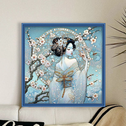 Japanese Beauty - 11CT Stamped Cross Stitch 40*40CM