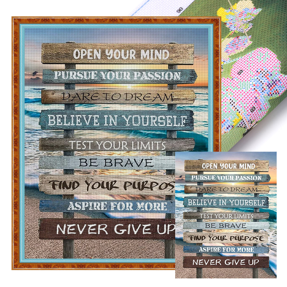 Beach Sign - 11CT Stamped Cross Stitch 40*50CM