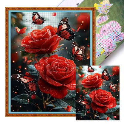 Butterfly Roses - 11CT Stamped Cross Stitch 40*50CM