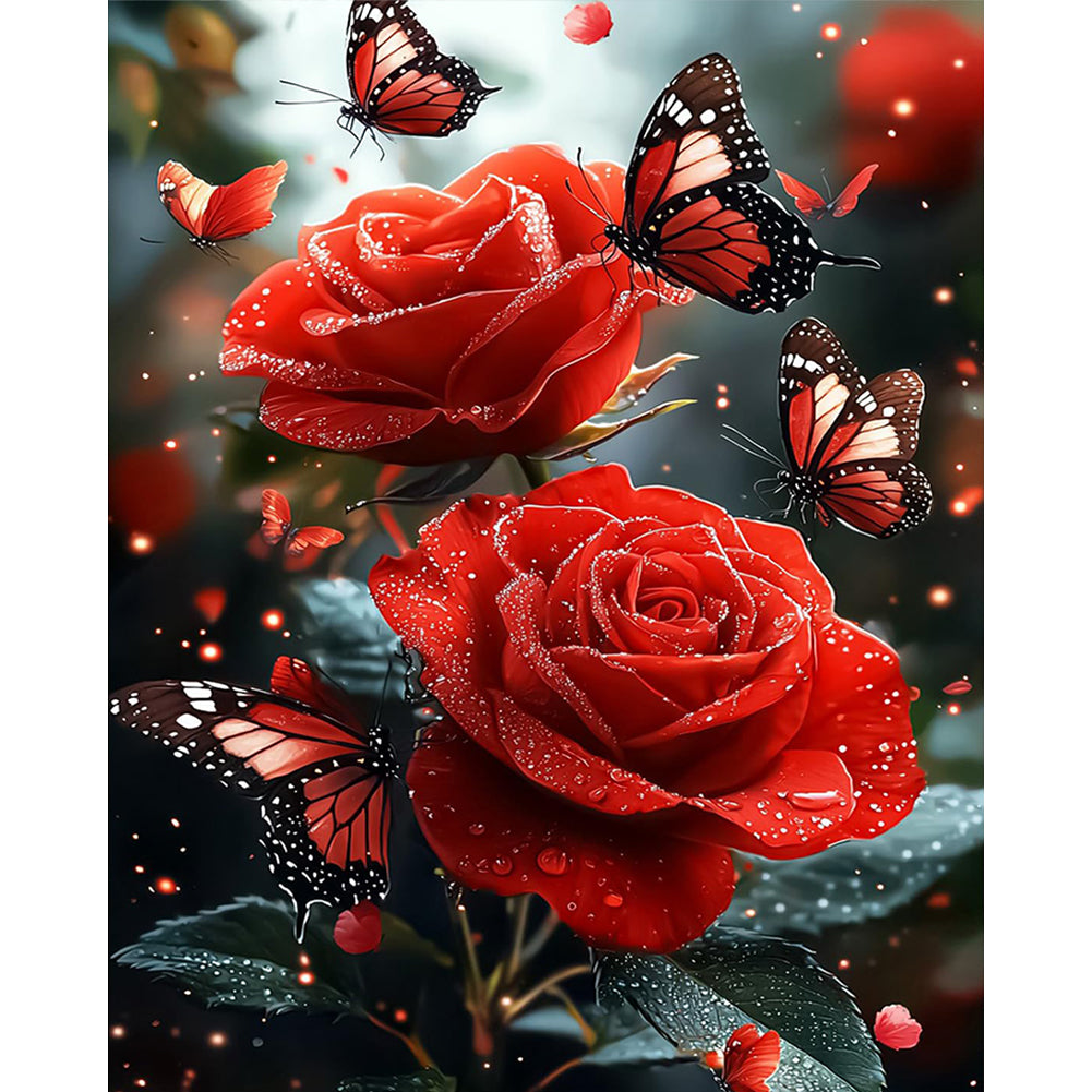 Butterfly Roses - 11CT Stamped Cross Stitch 40*50CM