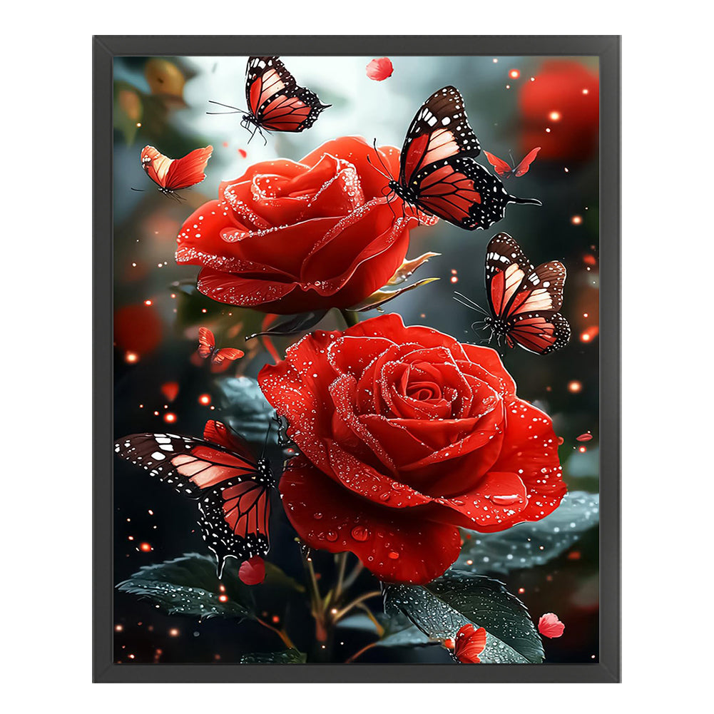 Butterfly Roses - 11CT Stamped Cross Stitch 40*50CM