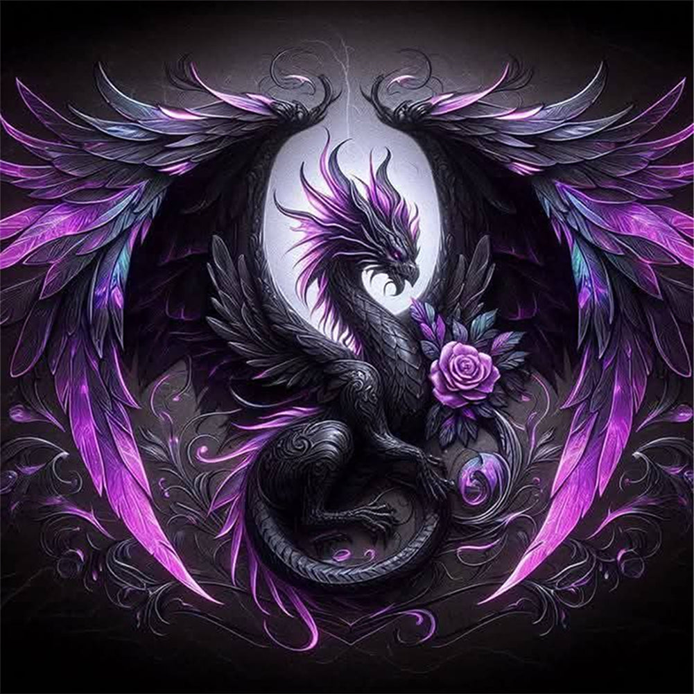 Halloween Rose Black Dragon - 11CT Stamped Cross Stitch 40*40CM
