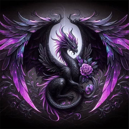 Halloween Rose Black Dragon - 11CT Stamped Cross Stitch 40*40CM
