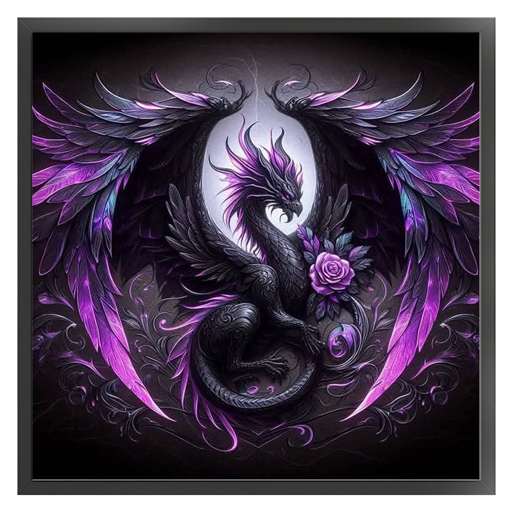 Halloween Rose Black Dragon - 11CT Stamped Cross Stitch 40*40CM