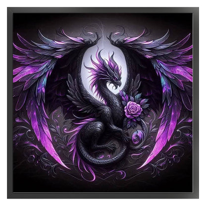Halloween Rose Black Dragon - 11CT Stamped Cross Stitch 40*40CM