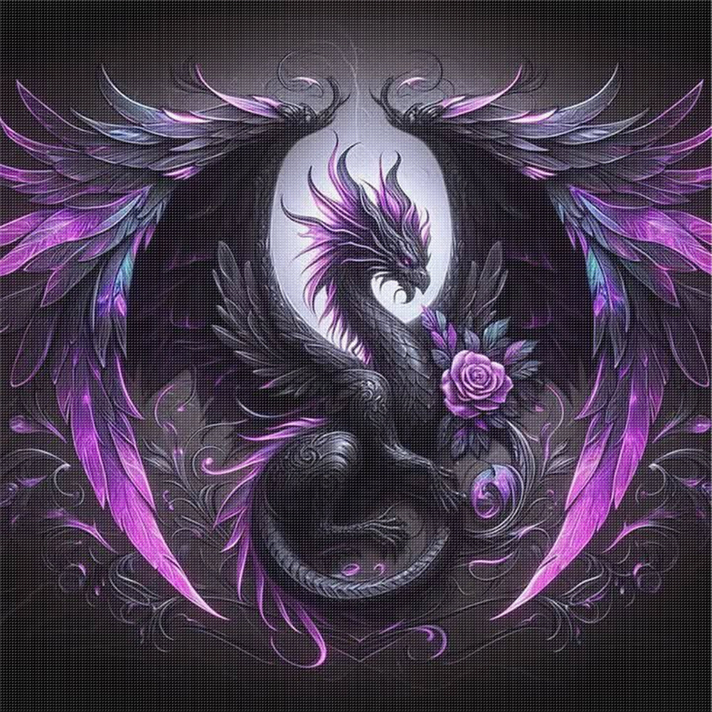 Halloween Rose Black Dragon - 11CT Stamped Cross Stitch 40*40CM