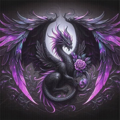 Halloween Rose Black Dragon - 11CT Stamped Cross Stitch 40*40CM