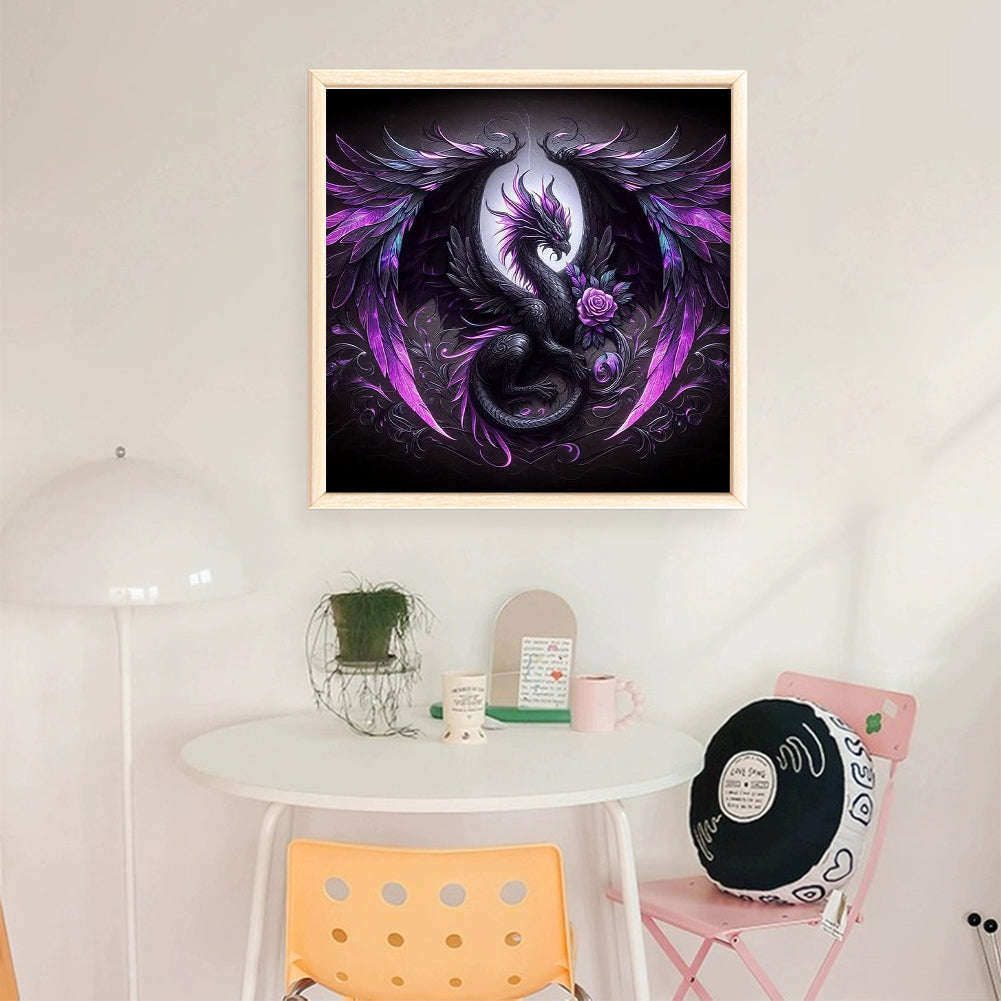 Halloween Rose Black Dragon - 11CT Stamped Cross Stitch 40*40CM