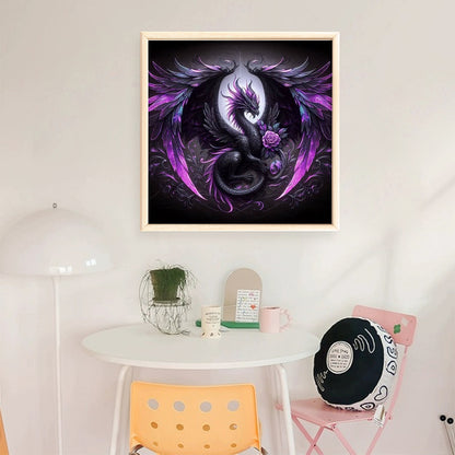 Halloween Rose Black Dragon - 11CT Stamped Cross Stitch 40*40CM