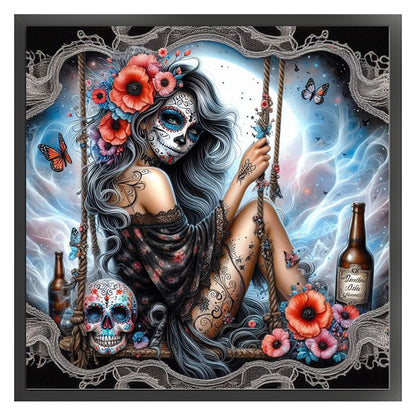 Halloween Skull Girl - 11CT Stamped Cross Stitch 40*40CM