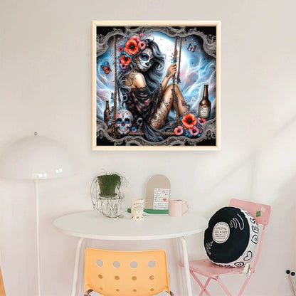 Halloween Skull Girl - 11CT Stamped Cross Stitch 40*40CM