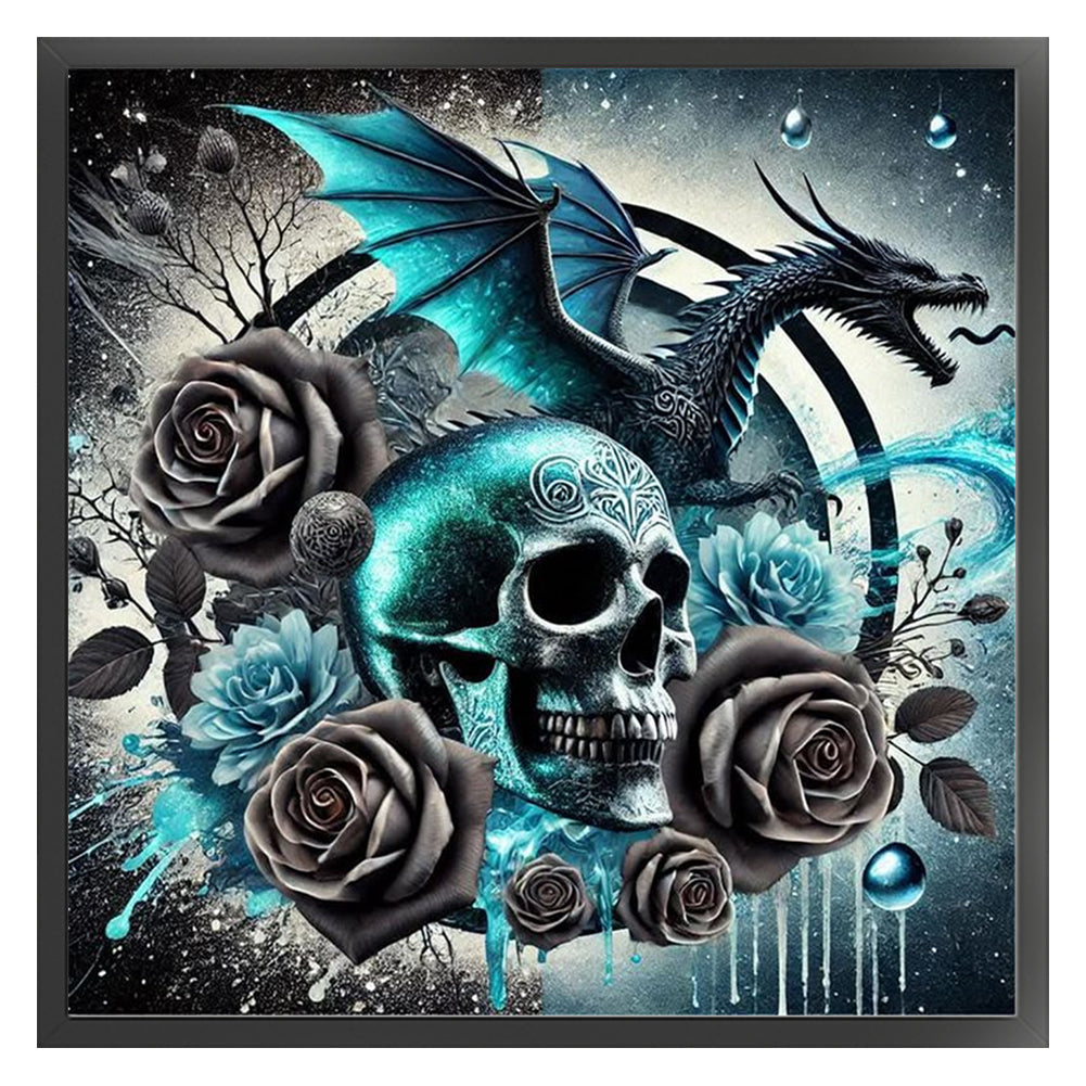 Halloween Skull Black Dragon - 11CT Stamped Cross Stitch 40*40CM