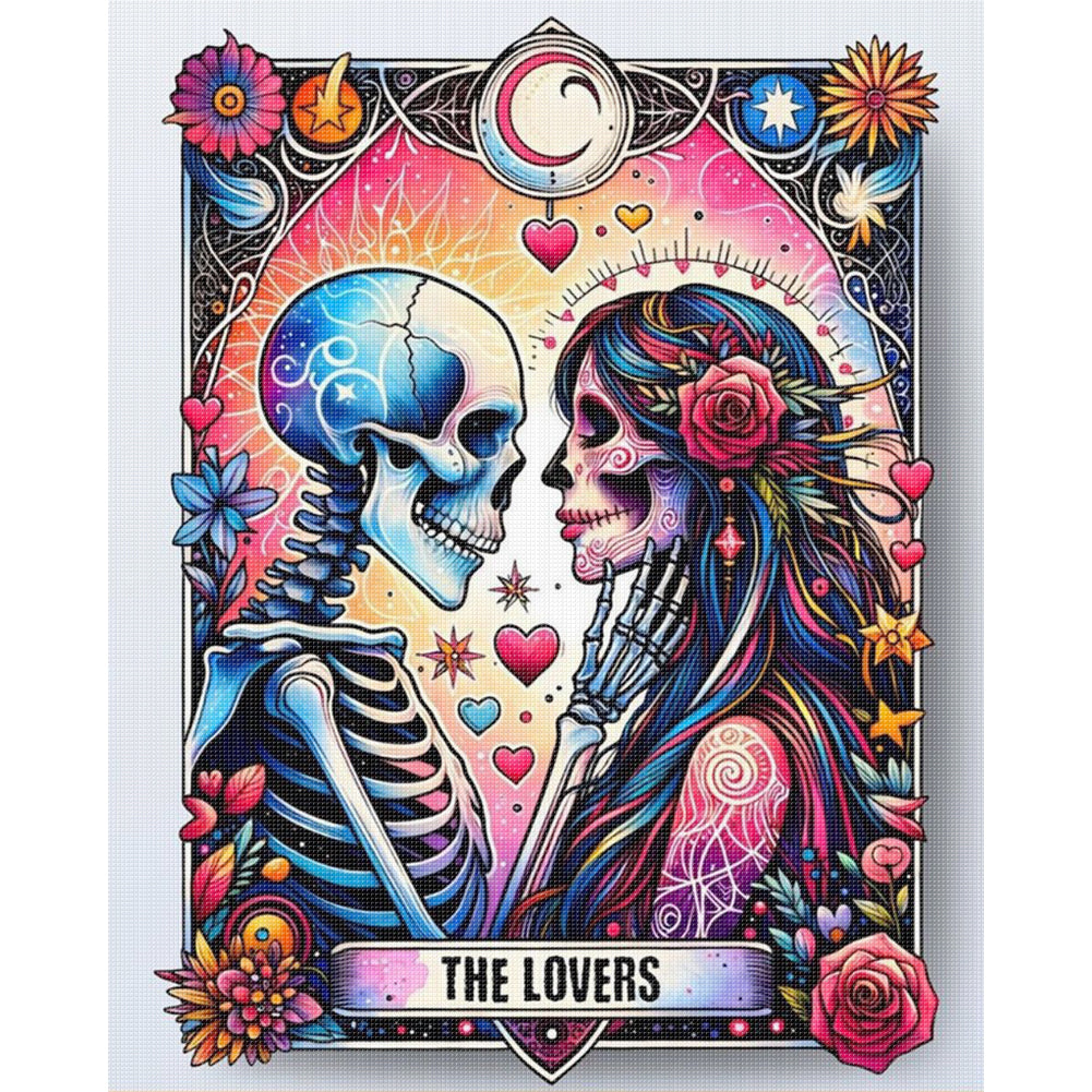 Halloween Skull Girl - 11CT Stamped Cross Stitch 40*50CM