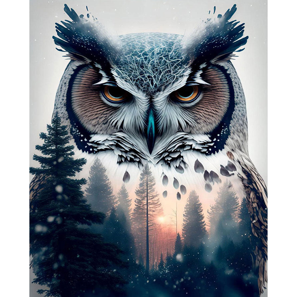 Silhouette Owl - 11CT Stamped Cross Stitch 40*50CM
