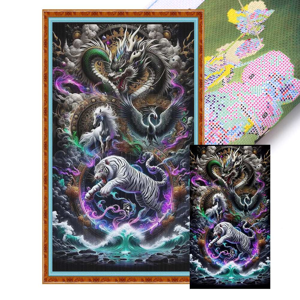 Animal Family - 11CT Stamped Cross Stitch 40*70CM(Mona Lisa Brand)