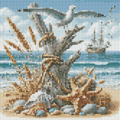 Starfish On The Beach - Full Round Drill Diamond Painting 30*30CM