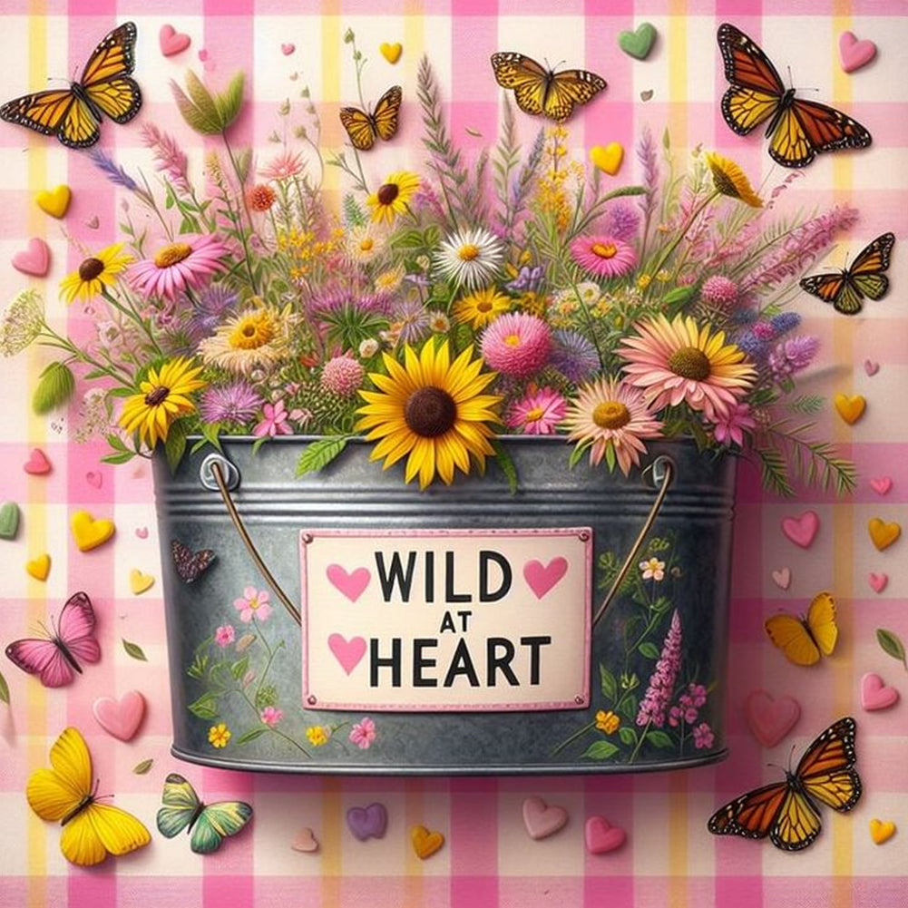 Bouquet In An Iron Bucket - Full Round Drill Diamond Painting 30*30CM