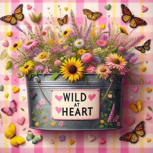 Bouquet In An Iron Bucket - Full Round Drill Diamond Painting 30*30CM