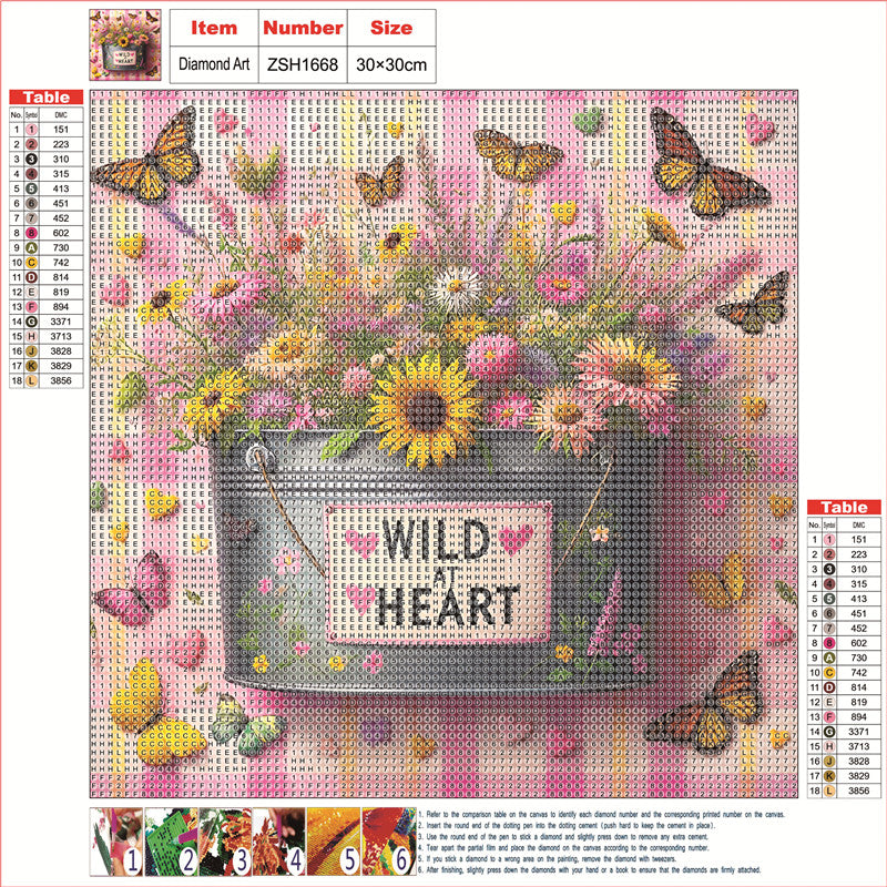 Bouquet In An Iron Bucket - Full Round Drill Diamond Painting 30*30CM