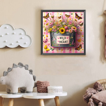 Bouquet In An Iron Bucket - Full Round Drill Diamond Painting 30*30CM