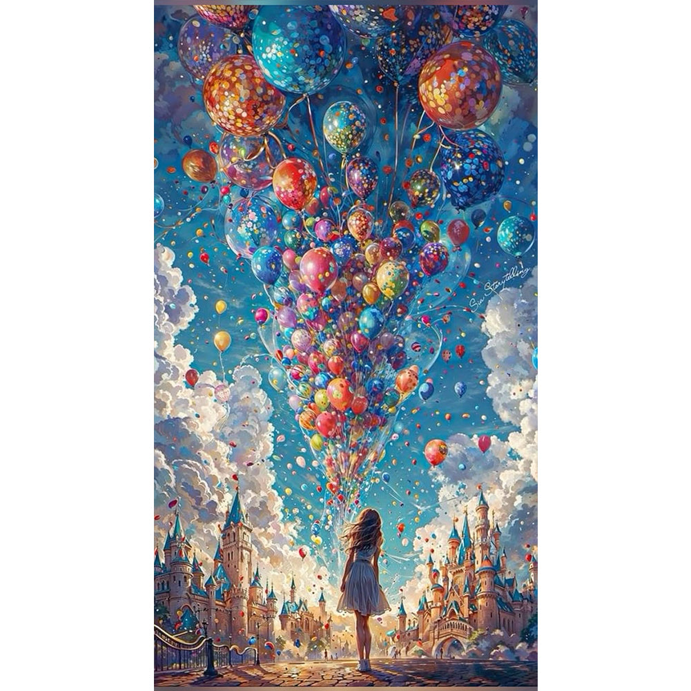 Balloon Girl - 14CT Stamped Cross Stitch 40*70CM