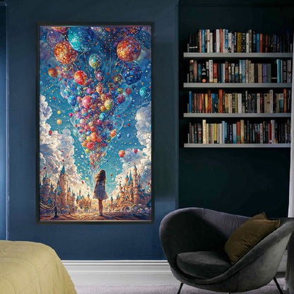 Balloon Girl - 14CT Stamped Cross Stitch 40*70CM