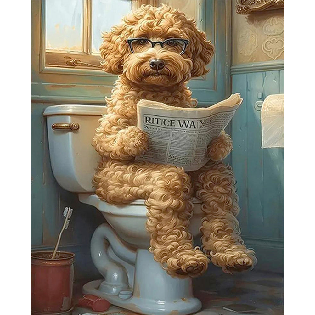 Puppy Going To The Toilet - 14CT Stamped Cross Stitch 40*50CM