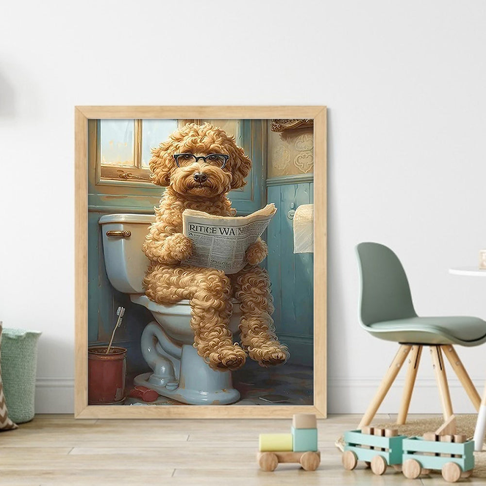 Puppy Going To The Toilet - 14CT Stamped Cross Stitch 40*50CM