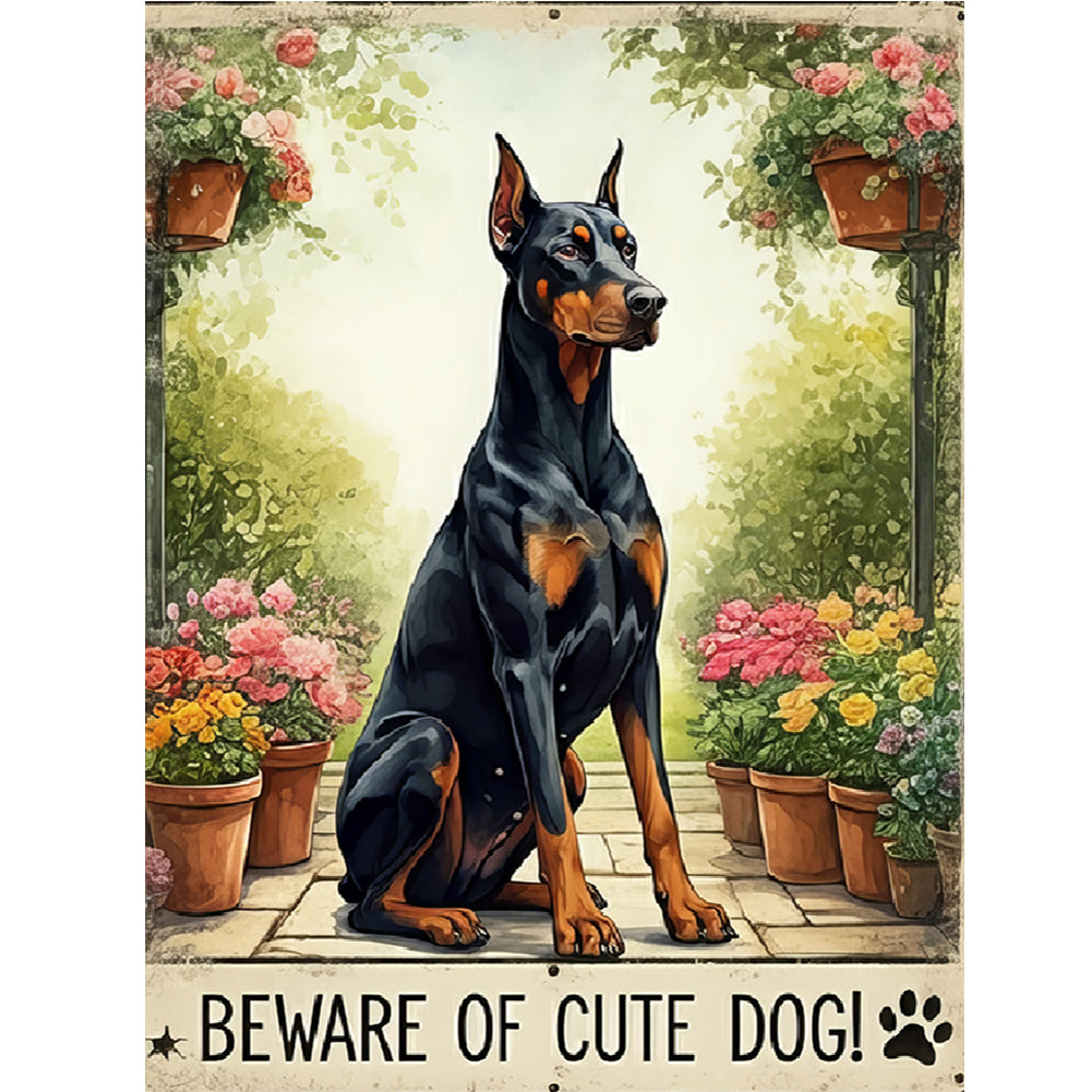 Doberman - Full Round Drill Diamond Painting 30*40CM