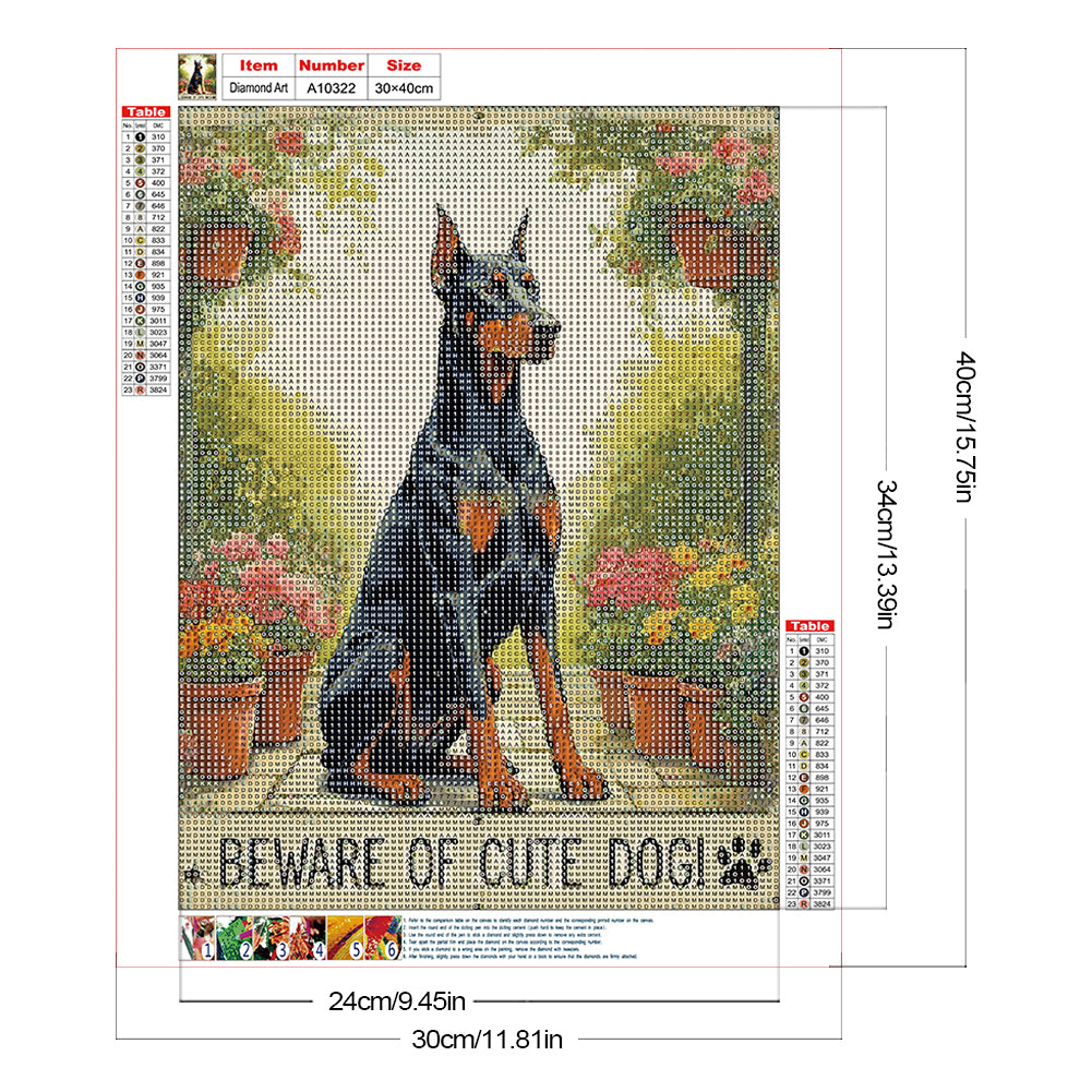 Doberman - Full Round Drill Diamond Painting 30*40CM
