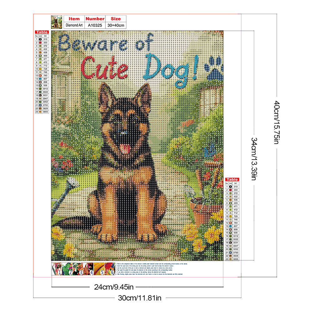 German Shepherd - Full Round Drill Diamond Painting 30*40CM