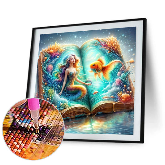 Mermaid In The Book - Full Round Drill Diamond Painting 40*40CM