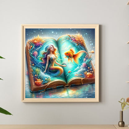 Mermaid In The Book - Full Round Drill Diamond Painting 40*40CM