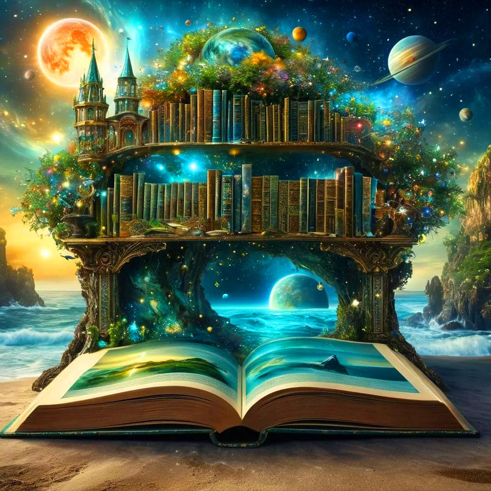 Magic Shelf In The Book - Full Round Drill Diamond Painting 40*40CM