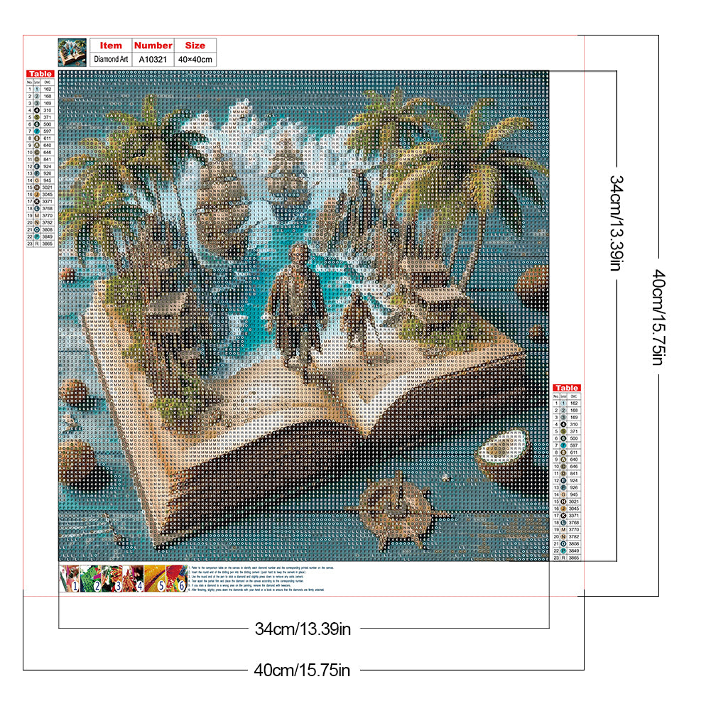 Island In The Book - Full Round Drill Diamond Painting 40*40CM