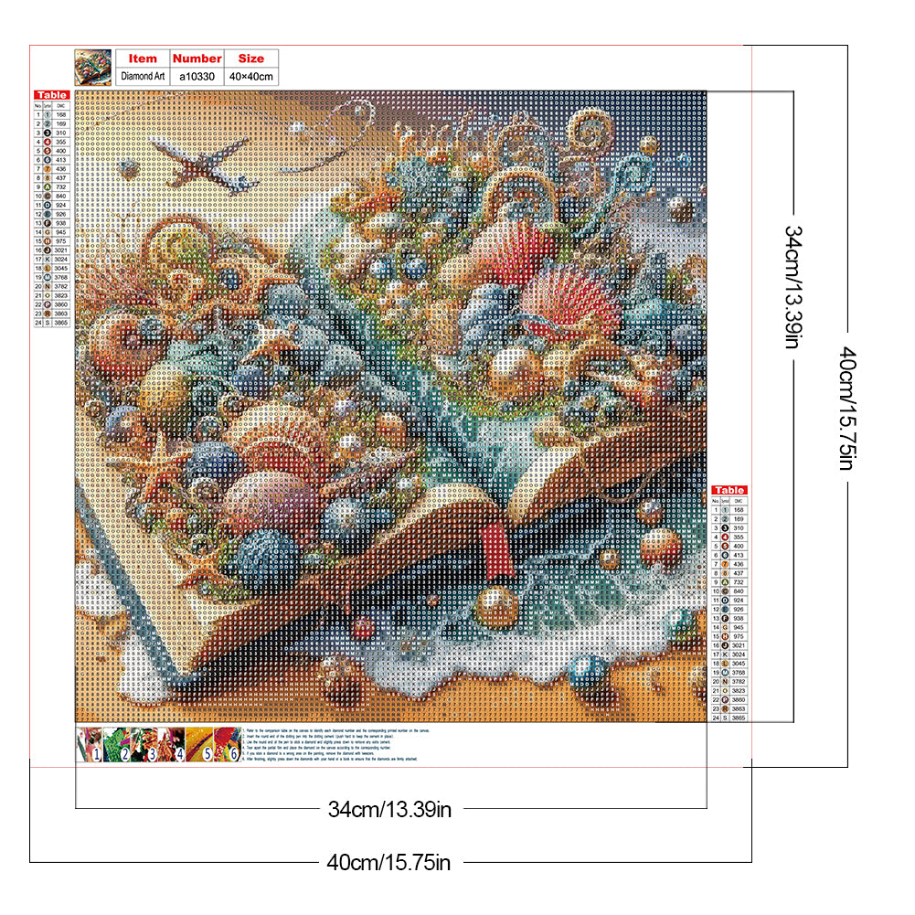Shell In The Book - Full Round Drill Diamond Painting 40*40CM