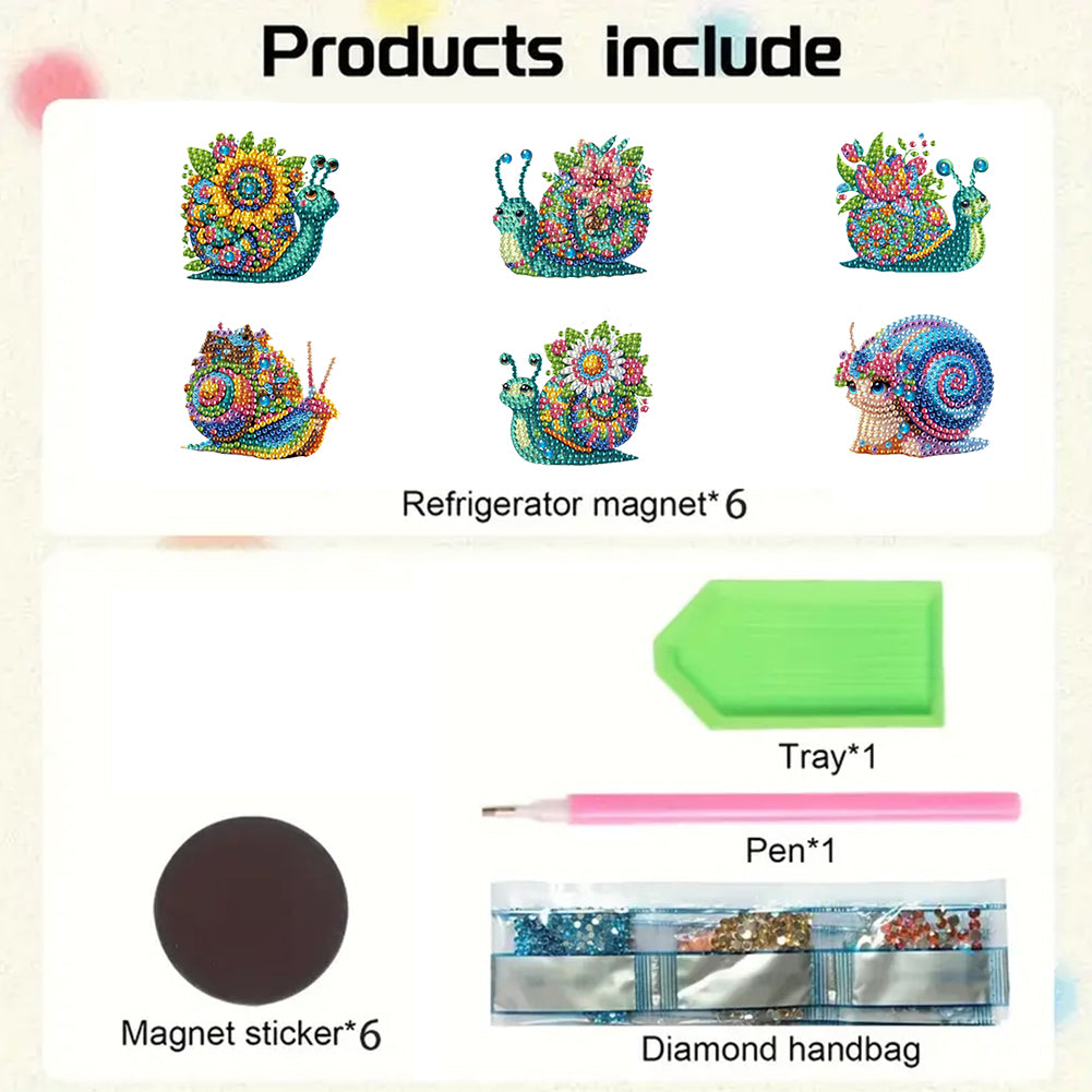 6Pcs Diamond Painting Refrigerator Magnets Diamond Art Kits for Adults Beginners
