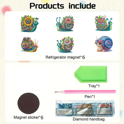 6Pcs Diamond Painting Refrigerator Magnets Diamond Art Kits for Adults Beginners
