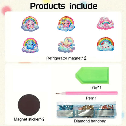 6Pcs Diamond Painting Refrigerator Magnets Diamond Art Kits for Adults Beginners