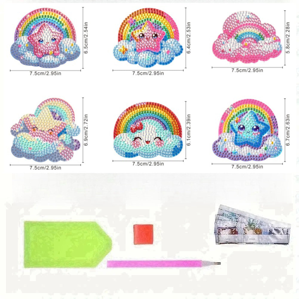 6Pcs Diamond Painting Refrigerator Magnets Diamond Art Kits for Adults Beginners