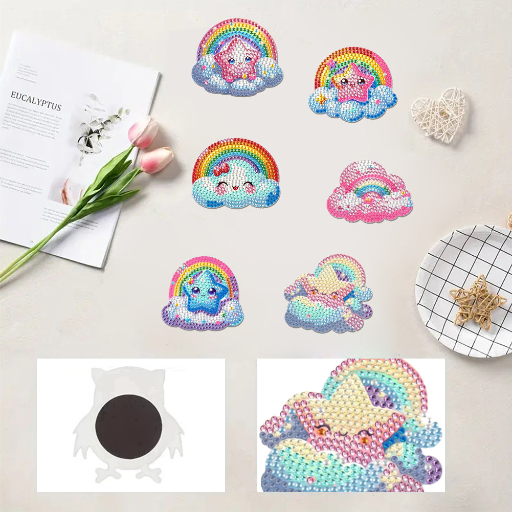 6Pcs Diamond Painting Refrigerator Magnets Diamond Art Kits for Adults Beginners