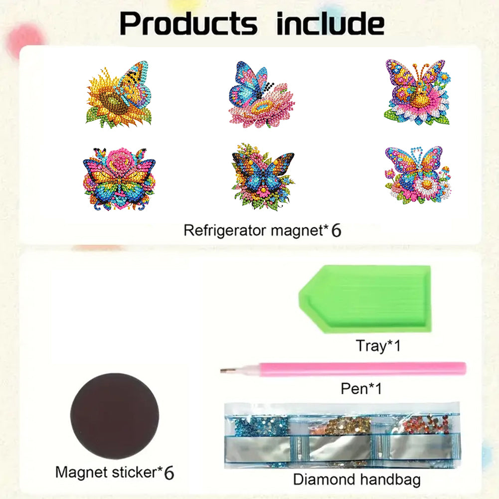6Pcs Diamond Painting Refrigerator Magnets Diamond Art Kits for Adults Beginners