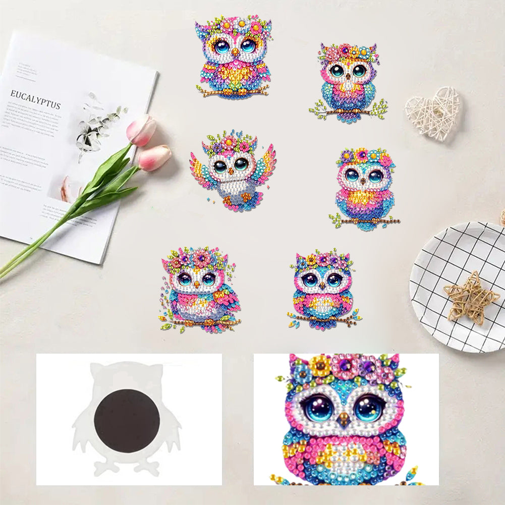 6Pcs Diamond Painting Refrigerator Magnets Diamond Art Kits for Adults Beginners
