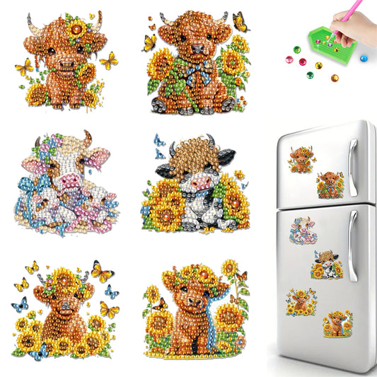6Pcs Diamond Painting Refrigerator Magnets Diamond Art Kits for Adults Beginners