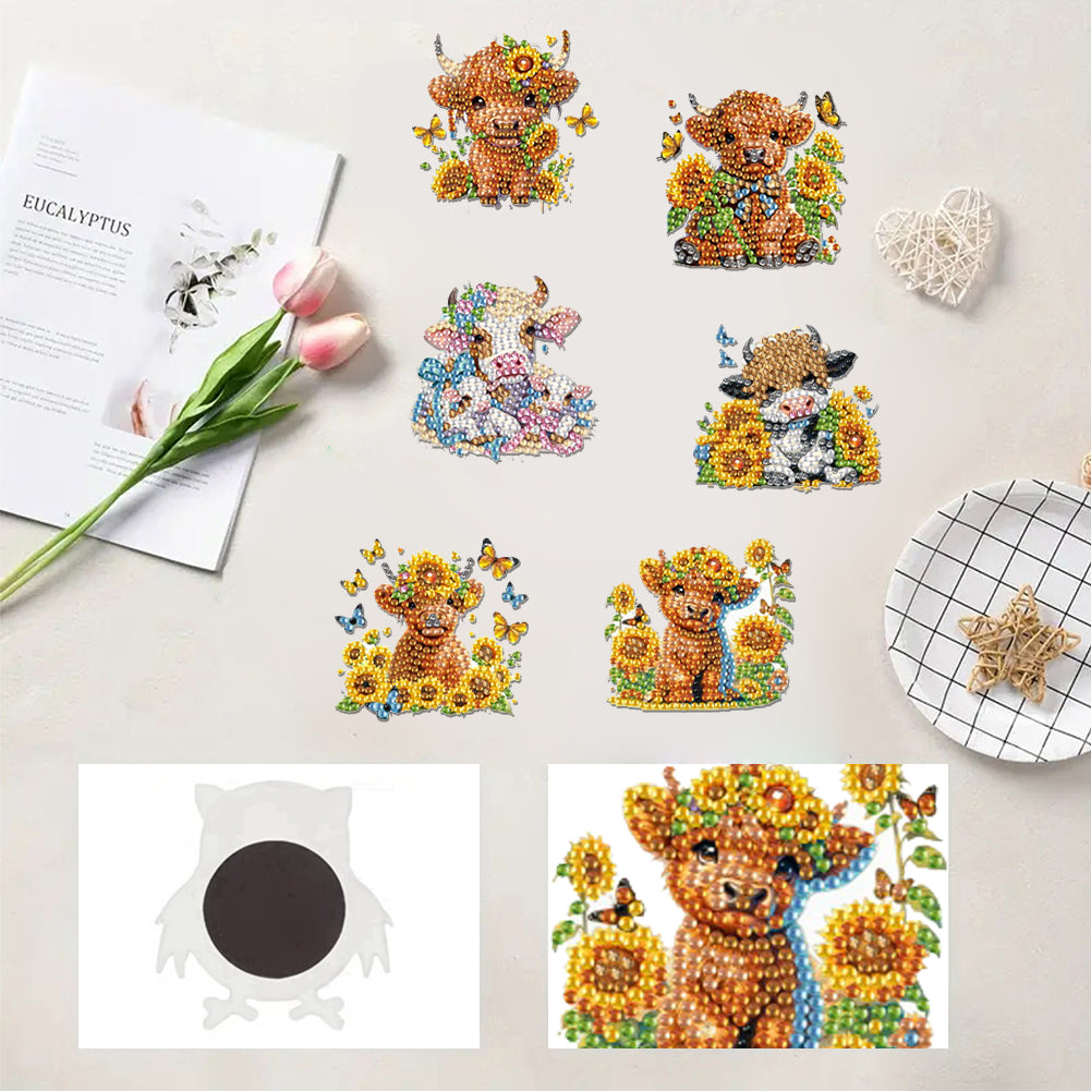 6Pcs Diamond Painting Refrigerator Magnets Diamond Art Kits for Adults Beginners