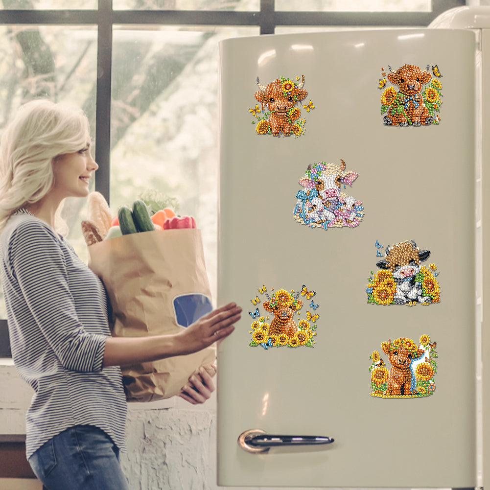 6Pcs Diamond Painting Refrigerator Magnets Diamond Art Kits for Adults Beginners