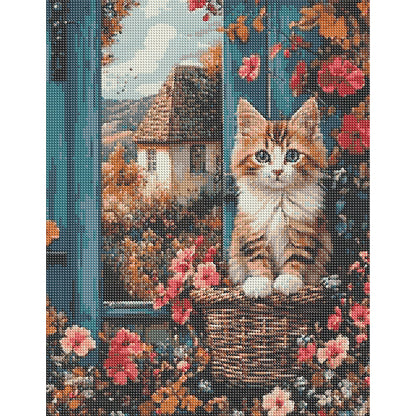 Cat On The Windowsill - Full Round Drill Diamond Painting 40*50CM