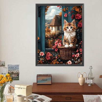Cat On The Windowsill - Full Round Drill Diamond Painting 40*50CM