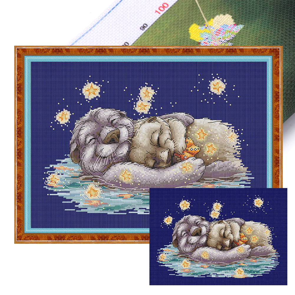 Snuggle Under The Stars - 14CT Stamped Cross Stitch 42*31CM(Joy Sunday)
