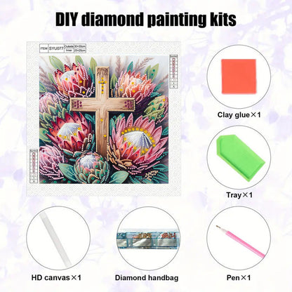 Cross Flower - Special Shaped Drill Diamond Painting 30*30CM